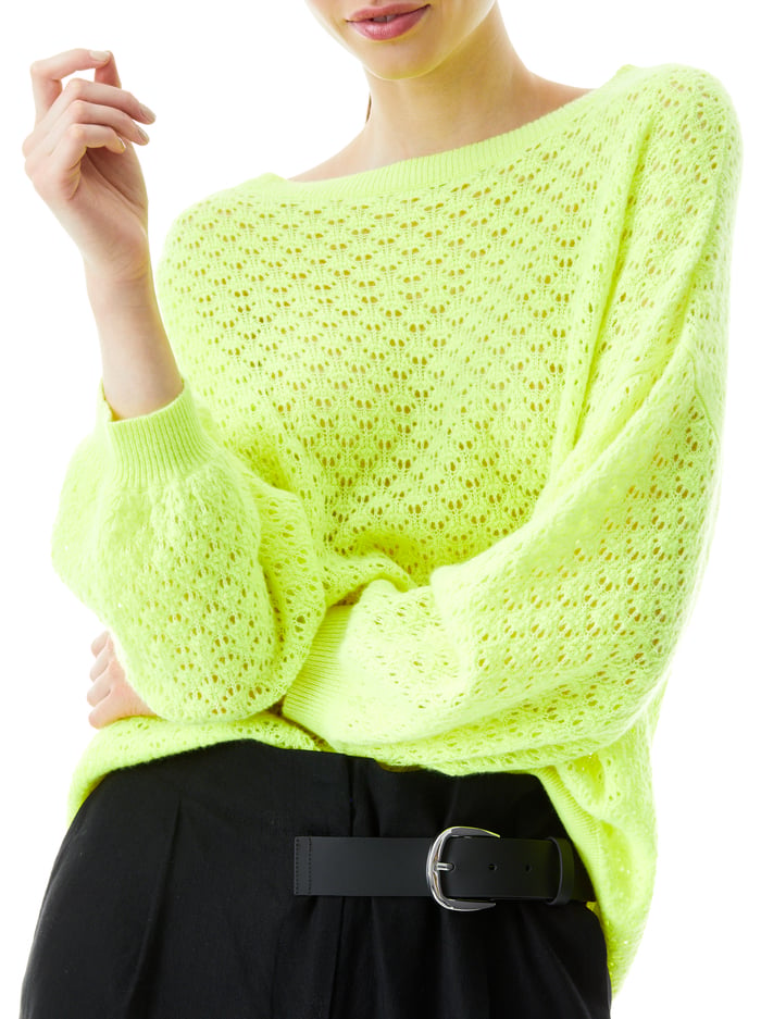 Saffi Pointelle Pullover In Neon Keylime | Alice And Olivia
