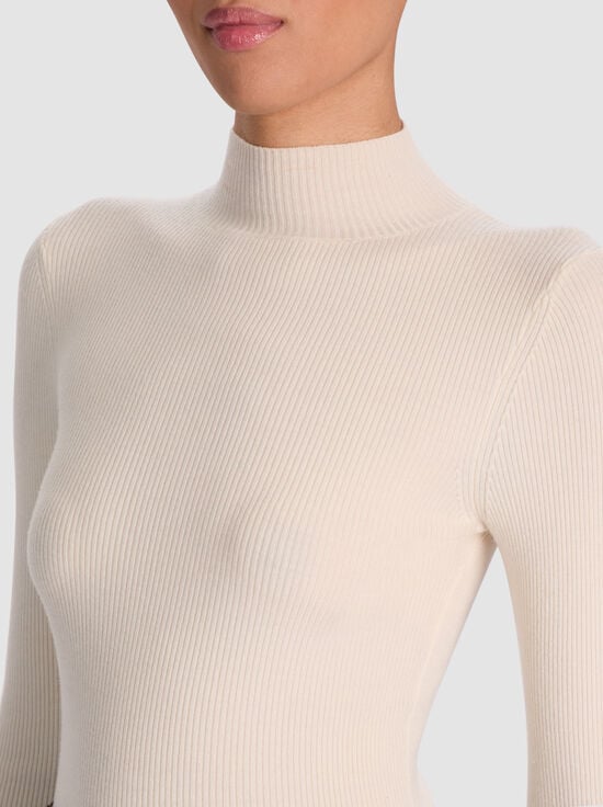 ECRU-ROBERTA RIBBED TURTLENECK
