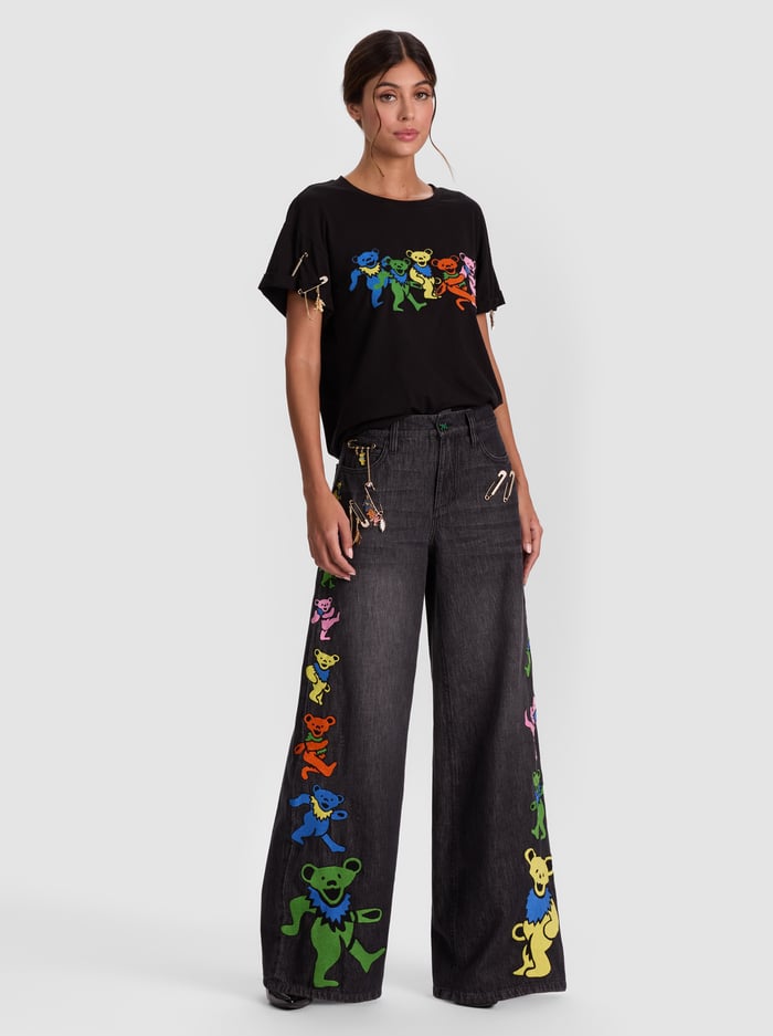 A+O X GRATEFUL DEAD AMAZING JEAN - MAYA CHARCOAL BLACK image 5 - Alice And Olivia