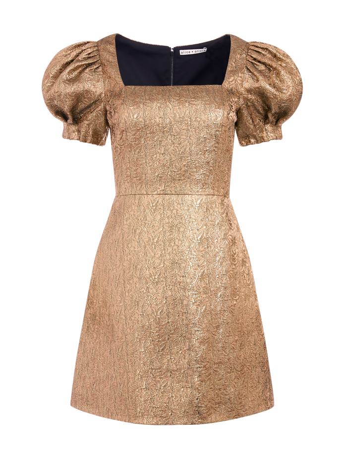 KALEN PUFF SLEEVE MINI DRESS - BRONZE image 5 - Alice And Olivia