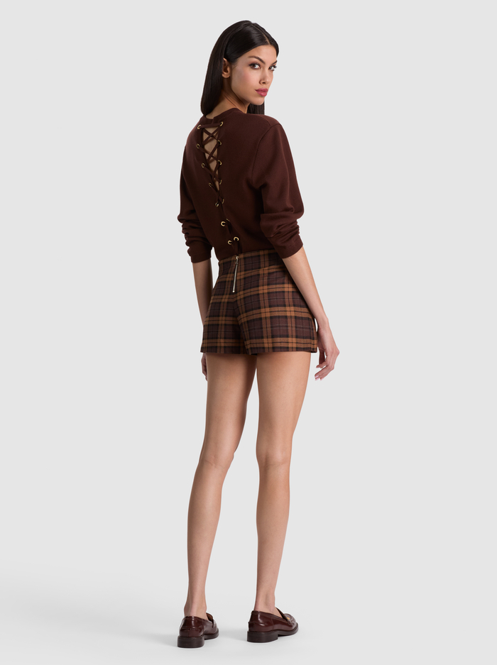 MACE MINI SKORT - DARK CHOCOLATE/CAMEL image 2 - ALICE + OLIVIA