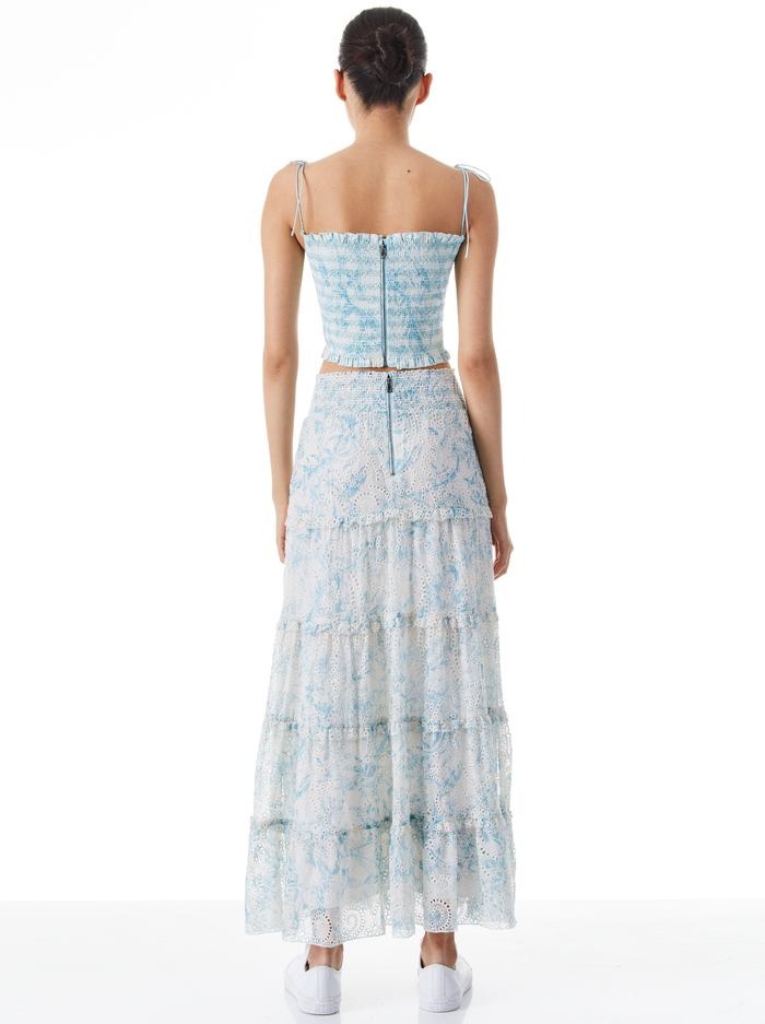 KATHLYN SMOCKED BODICE SPAGHETTI STRAP TOP - ANTIQUE BUTTERFLY OFF WHITE image 1 - Alice And Olivia