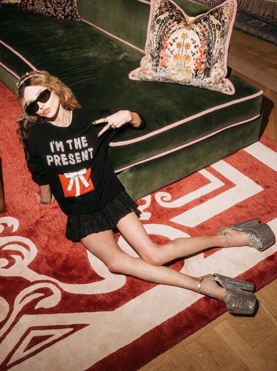 BLACK MULTI-PERRY PRESENT PULLOVER