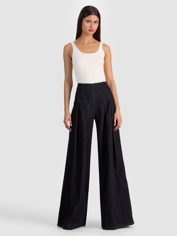HENRY PLEATED DENIM PANT - DARK RINSE image 1 - ALICE + OLIVIA