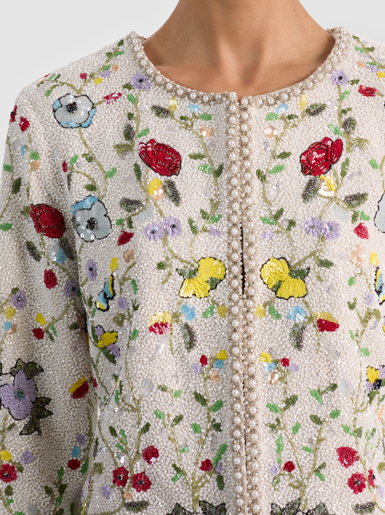 TWISTING VINES OFF WHITE-KIDMAN EMBELLISHED JACKET