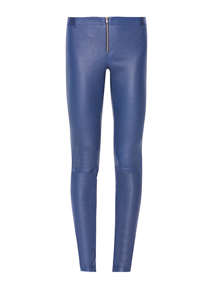 FRONT ZIP LEATHER LEGGING - NAVY image 5 - Alice And Olivia