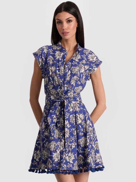 BLOOMING WILD INDIGO-LUCY MINI DRESS