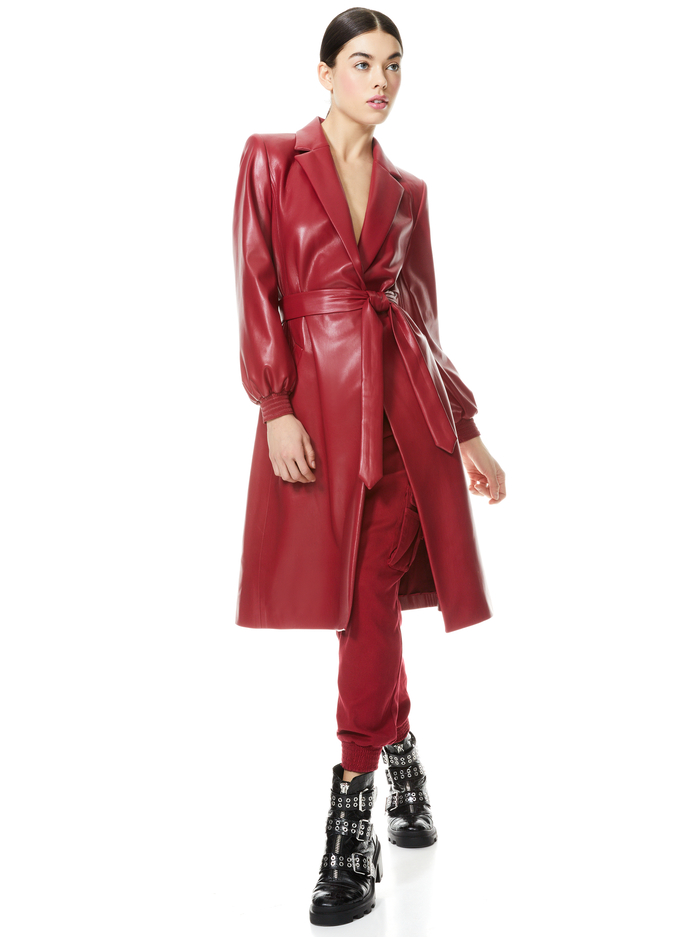 TAMESHA VEGAN LEATHER COAT - DARK BURGUNDY image 2 - Alice And Olivia
