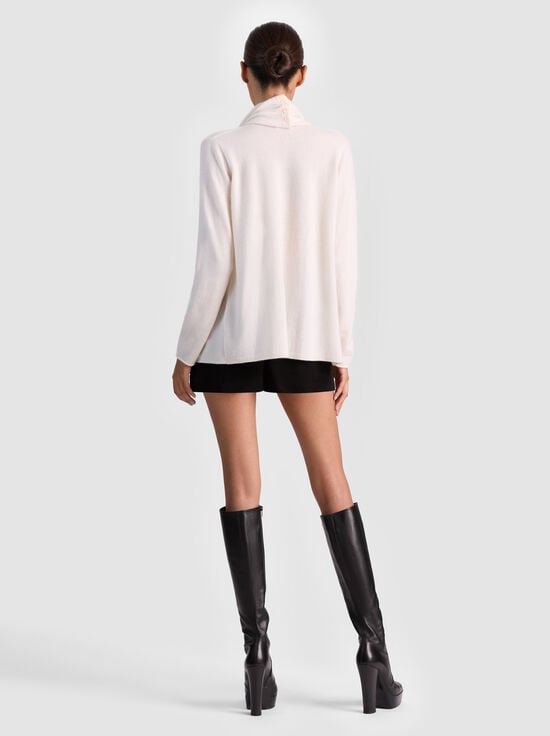 ECRU-JULES CASHMERE DRAPED PULLOVER