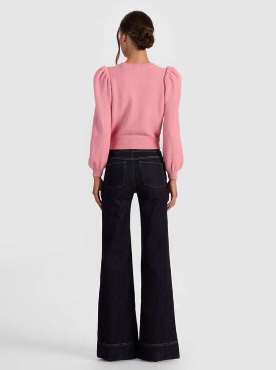 ROSE TEA-DORIS POINTELLE PULLOVER