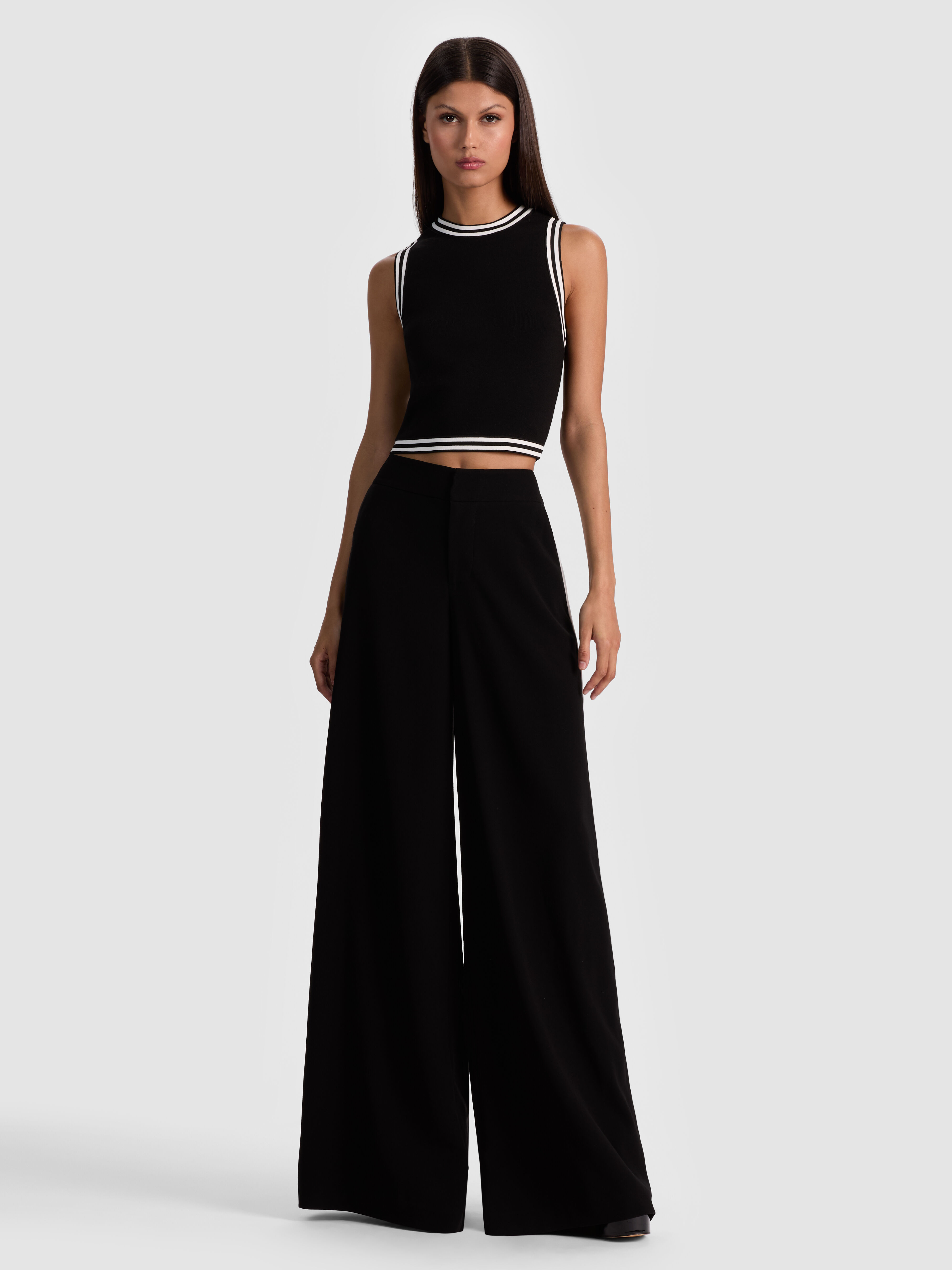 Nessi Trouser With Side Stripe In Black/off White | Alice +