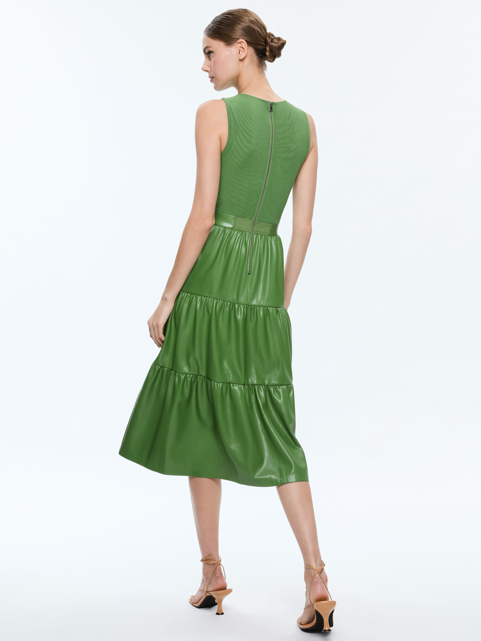 Chara Vegan Snakeskin Crinkle Sleeveless Dress Rose - Alice + Olivia main image 0