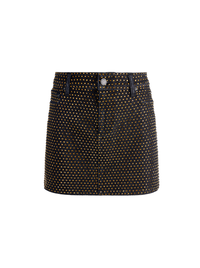 JOSS EMBELLISHED DENIM SKIRT - MAYA CHARCOAL BLACK image 5 - Alice And Olivia