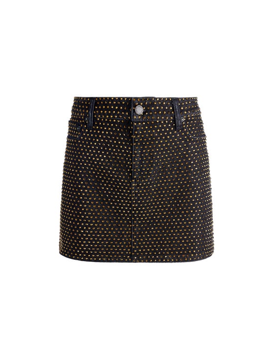 MAYA CHARCOAL BLACK-JOSS EMBELLISHED DENIM SKIRT