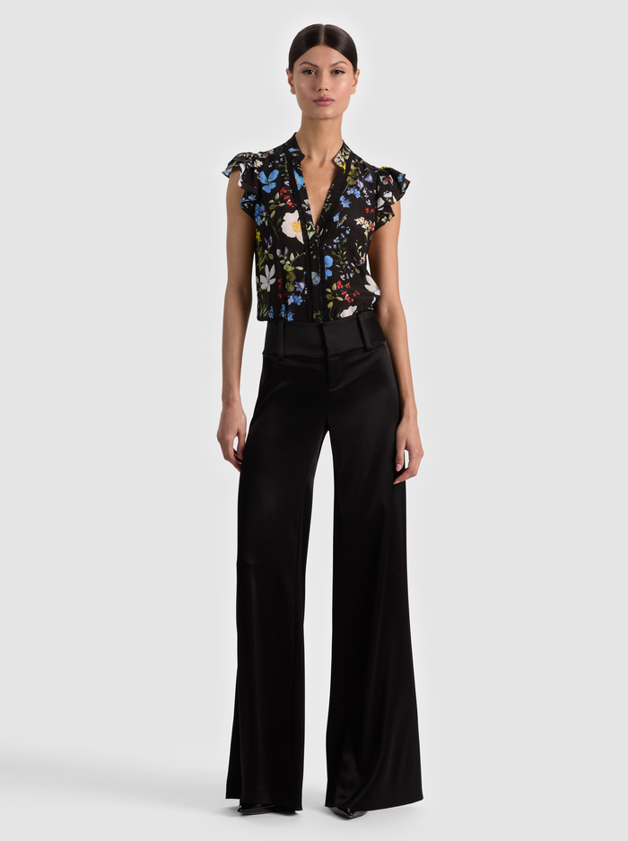 ARLETTE SILK BLOUSE - TWISTING VINES BLACK image 1 - ALICE + OLIVIA