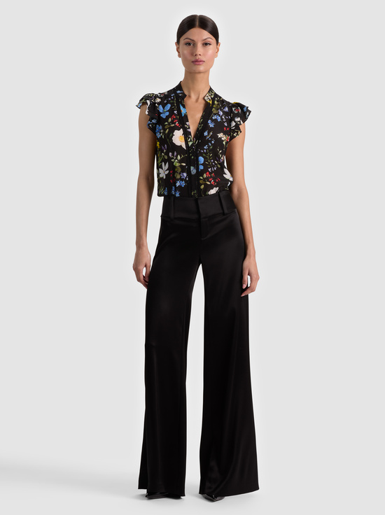 TWISTING VINES BLACK-ARLETTE SILK BLOUSE