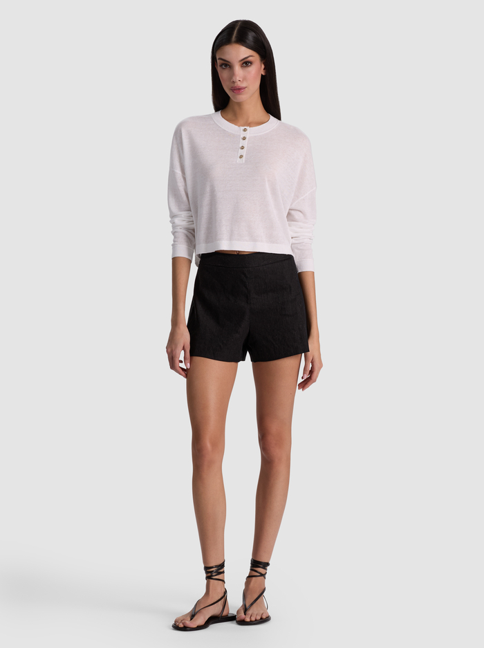 ALAINA LINEN HENLEY - SOFT WHITE image 2 - ALICE + OLIVIA