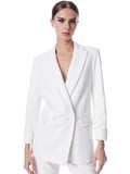 JUSTIN VEGAN LEATHER DOUBLE BREASTED BLAZER - ECRU