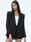 SHAN TWEED CHAIN TRIM BLAZER - BLACK/GOLD
