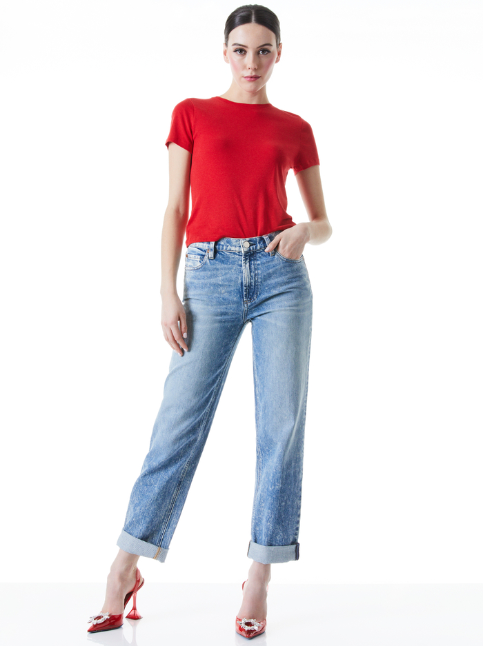 CINDY CROPPED TEE - BRIGHT POPPY image 2 - Alice And Olivia