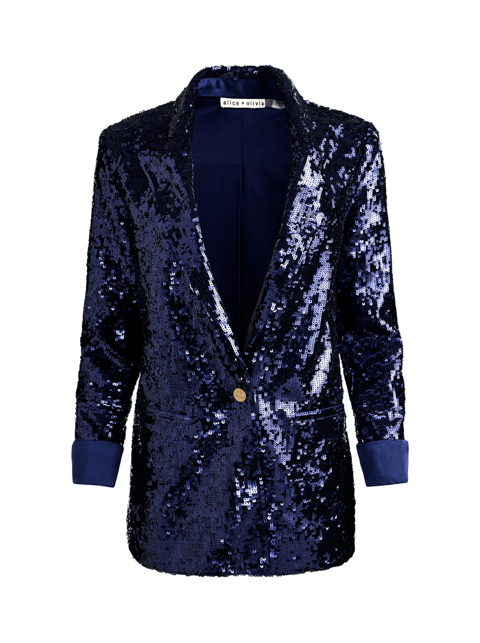 QUINCY SEQUIN BLAZER - MIDNIGHT BLUE image 5 - Alice And Olivia