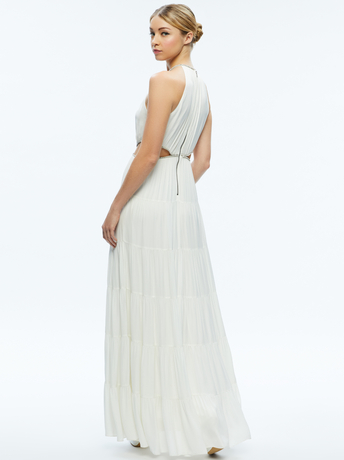 OFF WHITE-MYRTICE EMBELLISHED CUT OUT MAXI DRESS