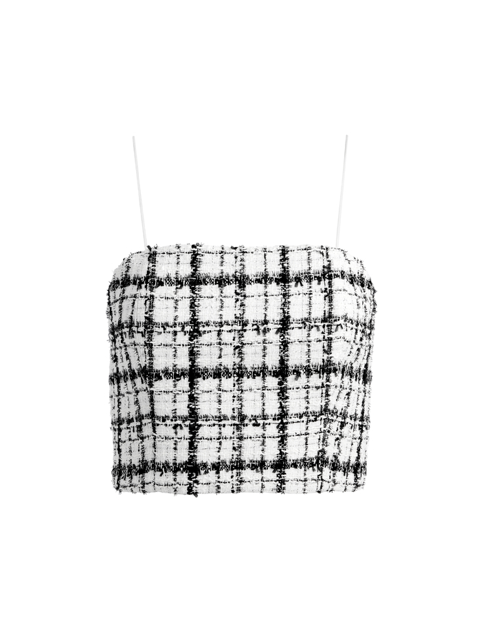 CERESI TWEED CROP TOP - OFF WHITE/BLACK image 5 - Alice And Olivia