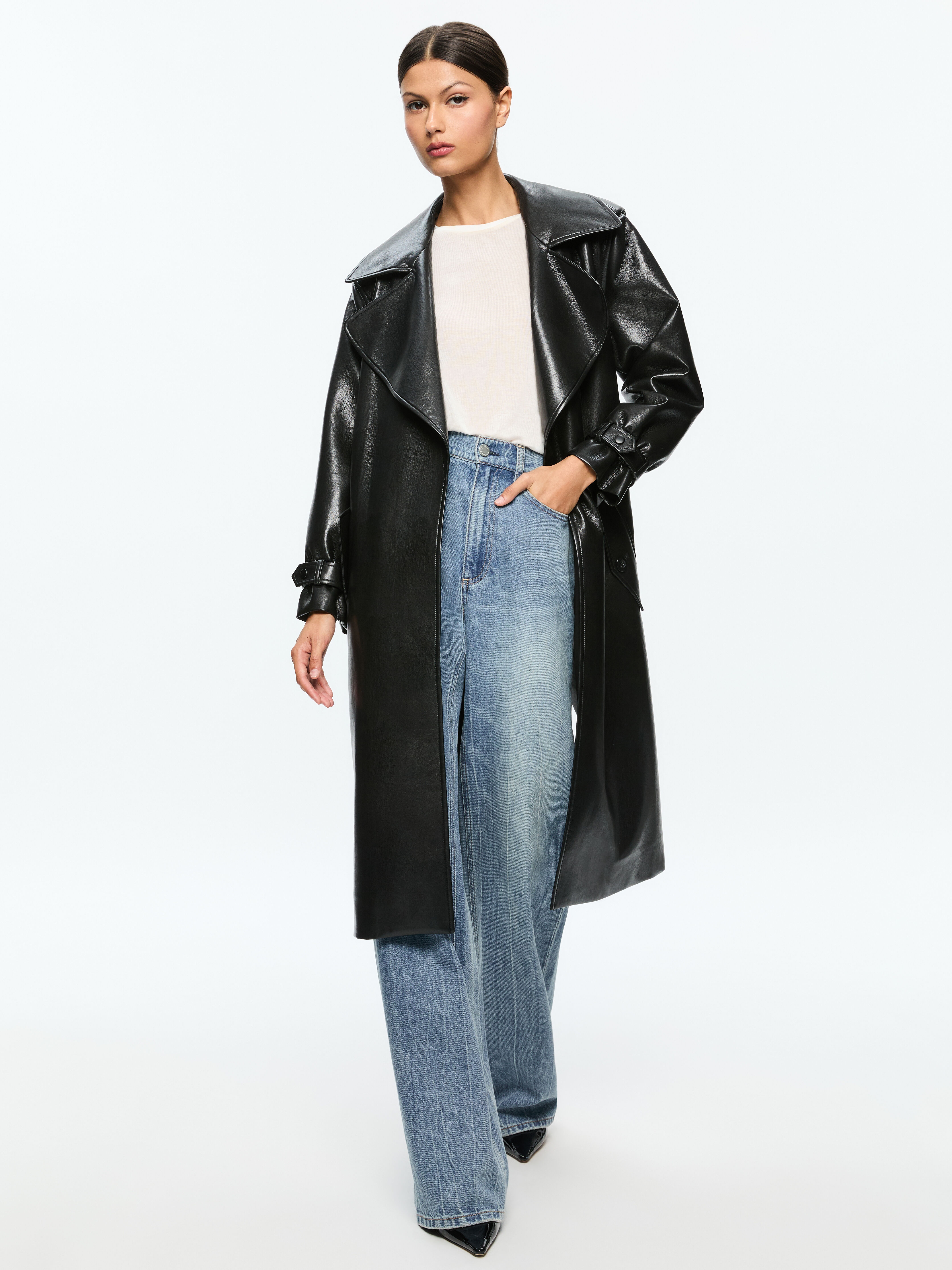 Alice + Olivia CODY FLARE COAT コート（Cody Leather-Trim