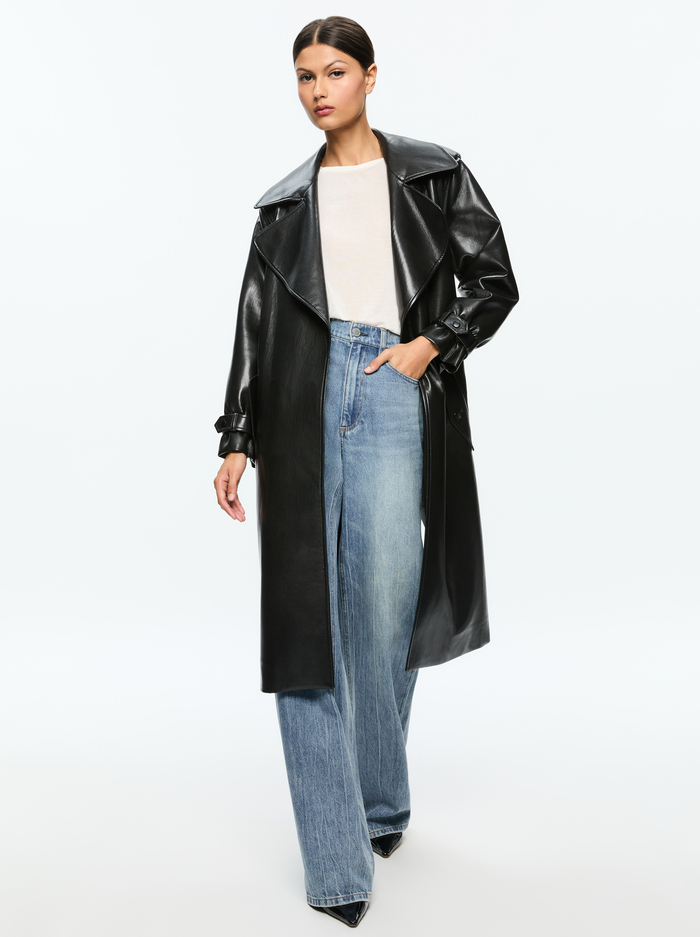 NEVADA VEGAN TRENCH - BLACK image 1 - Alice And Olivia