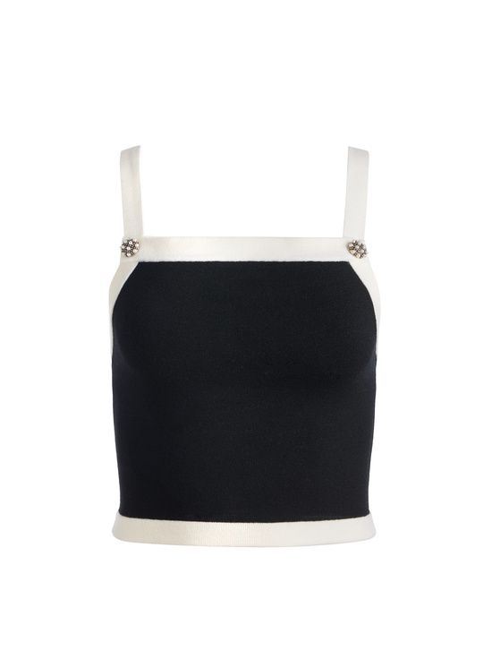 BLACK/SOFT WHITE-DANDI KNIT TANK