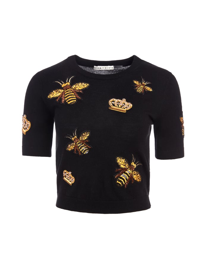 CIARA BEE EMBELLISHED PULLOVER - BLACK/MULTI image 5 - Alice And Olivia