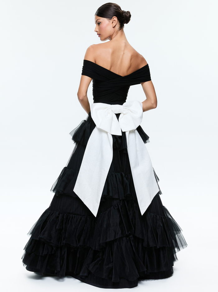 JESSICA BALLGOWN SKIRT - BLACK/OFF WHITE image 2 - Alice And Olivia