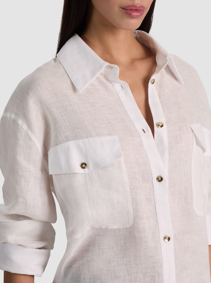 FINELY OVERSIZED LINEN BUTTON DOWN - OFF WHITE image 3 - ALICE + OLIVIA