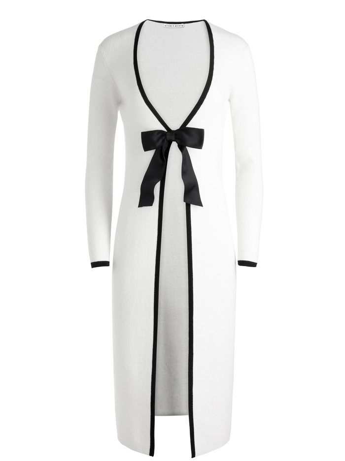 SIBEL BOW CARDIGAN - ECRU/BLACK image 5 - Alice And Olivia