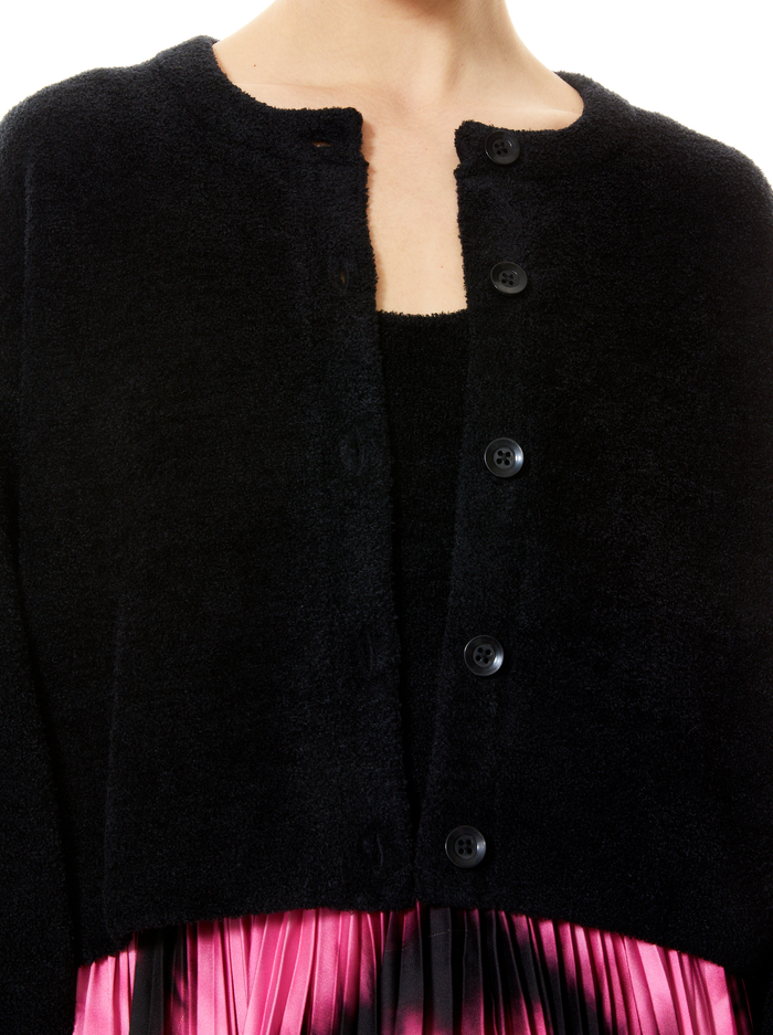 SYLVIE FUZZY CROPPED CARDIGAN - BLACK image 3 - Alice And Olivia