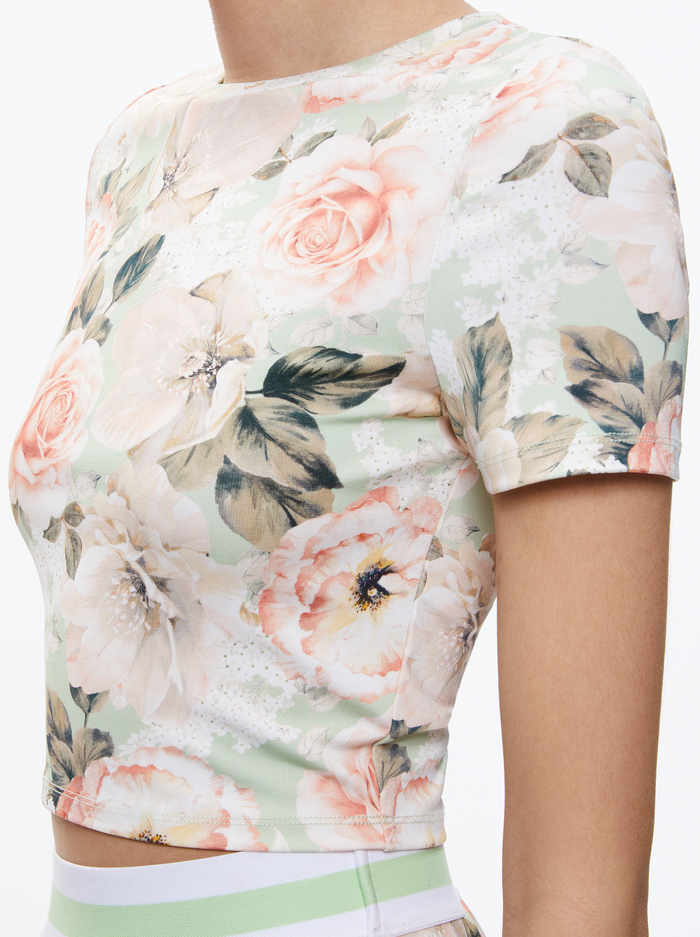 CINDY PICKLEBALL CROPPED TEE - MORNINGSIDE FLORAL PISTACHIO image 3 - Alice And Olivia