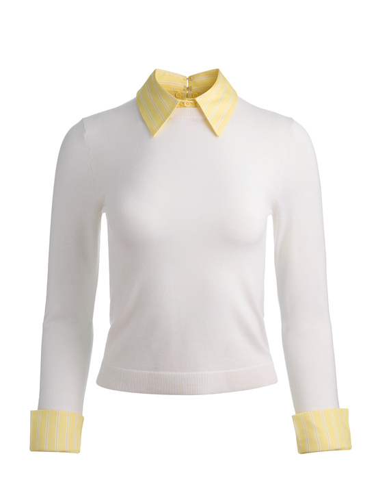 SOFT WHITE/BUTTER-PORLA COLLARED SWEATER