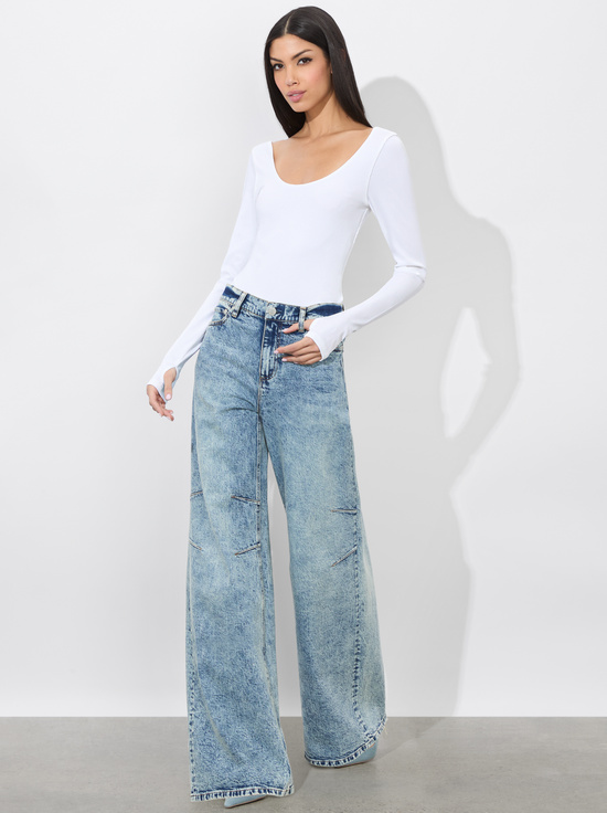 OFF WHITE-RHYS RIBBED BALLET BODYSUIT