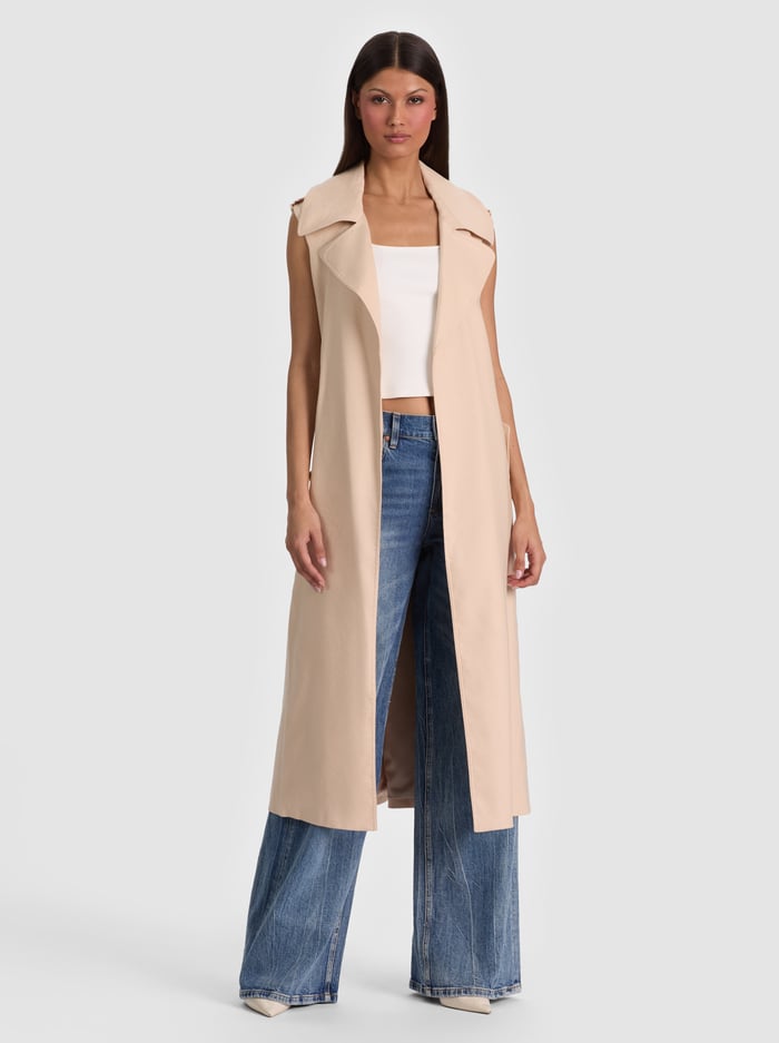 KEITH SLEEVELESS LINEN TRENCH - OATMEAL - ALICE + OLIVIA