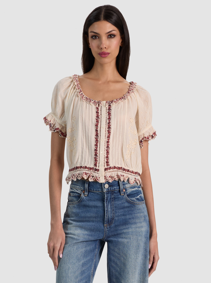 MCLAINE PUFF SLEEVE BLOUSE - ORCHARD GLOW - ALICE + OLIVIA