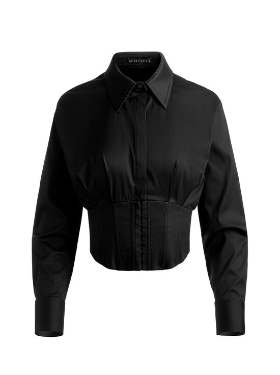 BLACK-EDIE CORSET BUTTON DOWN