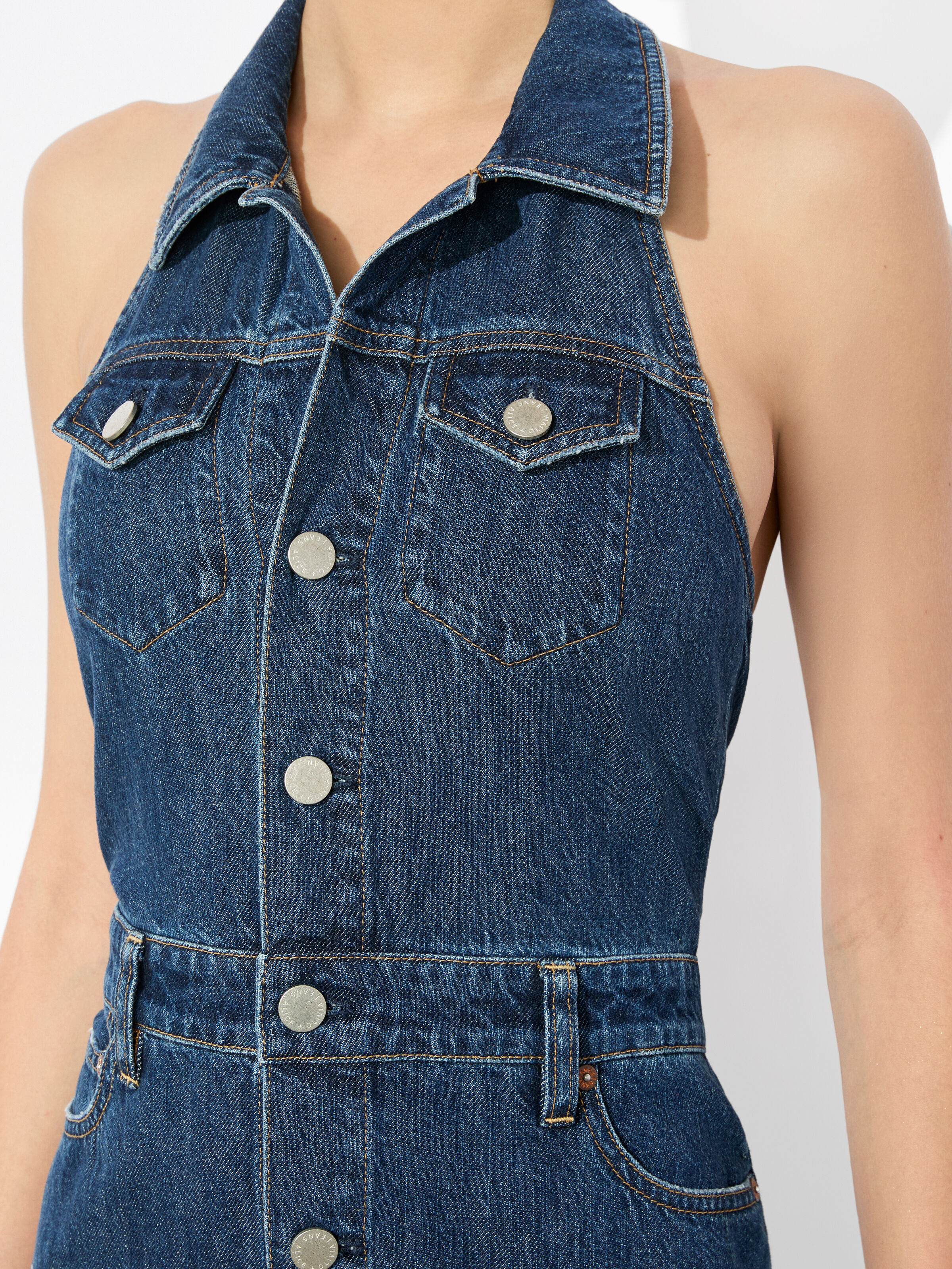 Sb Vegan Patchwork Jean In Darby Vintage Blue | Alice + Olivia