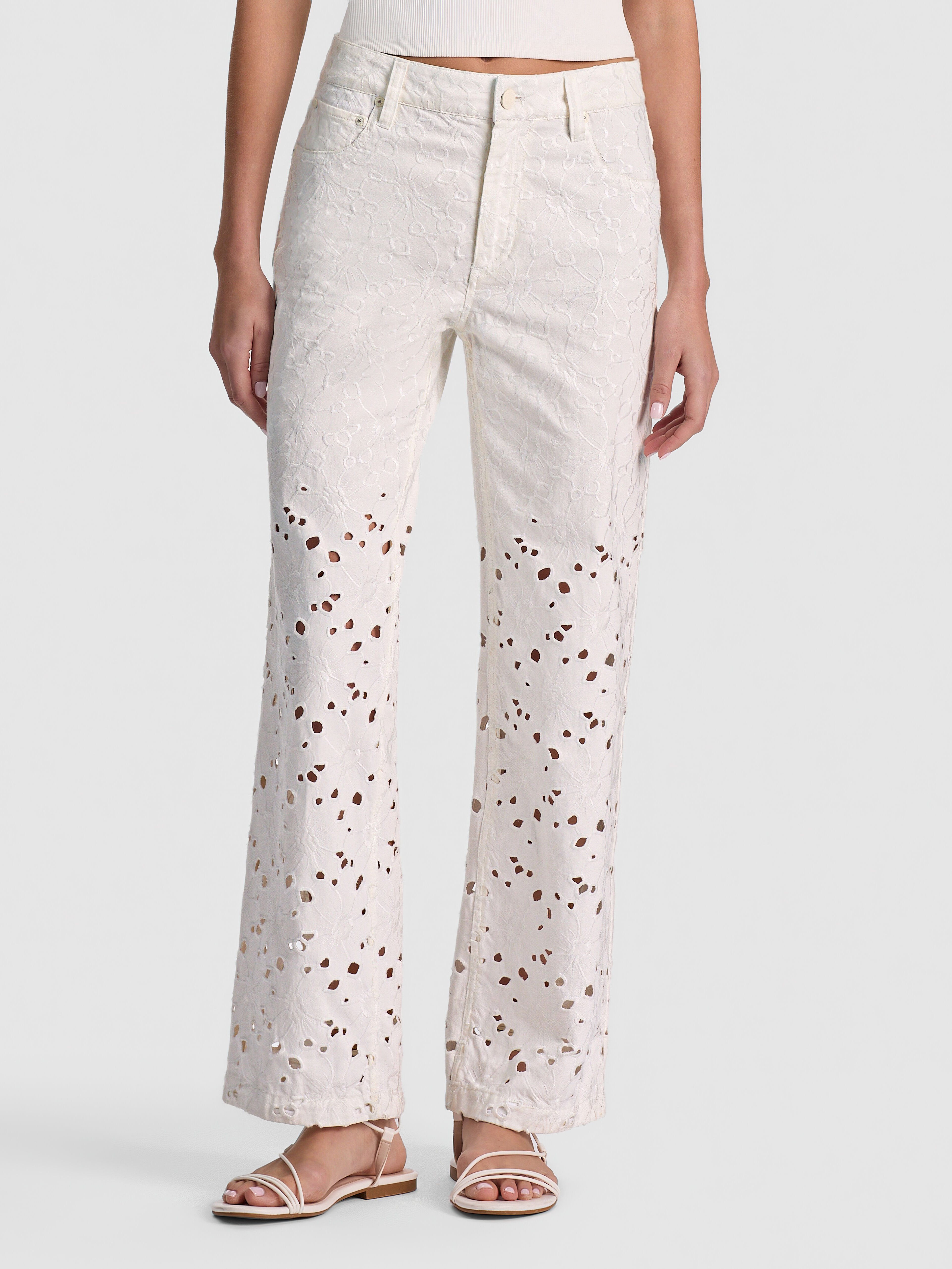 CHIC LASER-CUT JEAN in OFF WHITE | ALICE + OLIVIA