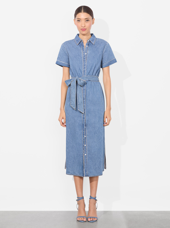 PEYTON VINTAGE BLUE-CHASSIDY DENIM MIDI DRESS