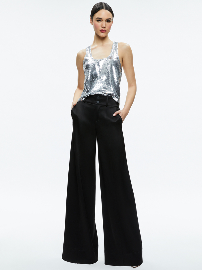 AVRIL SEQUIN BOXY TANK - SILVER image 1 - Alice And Olivia