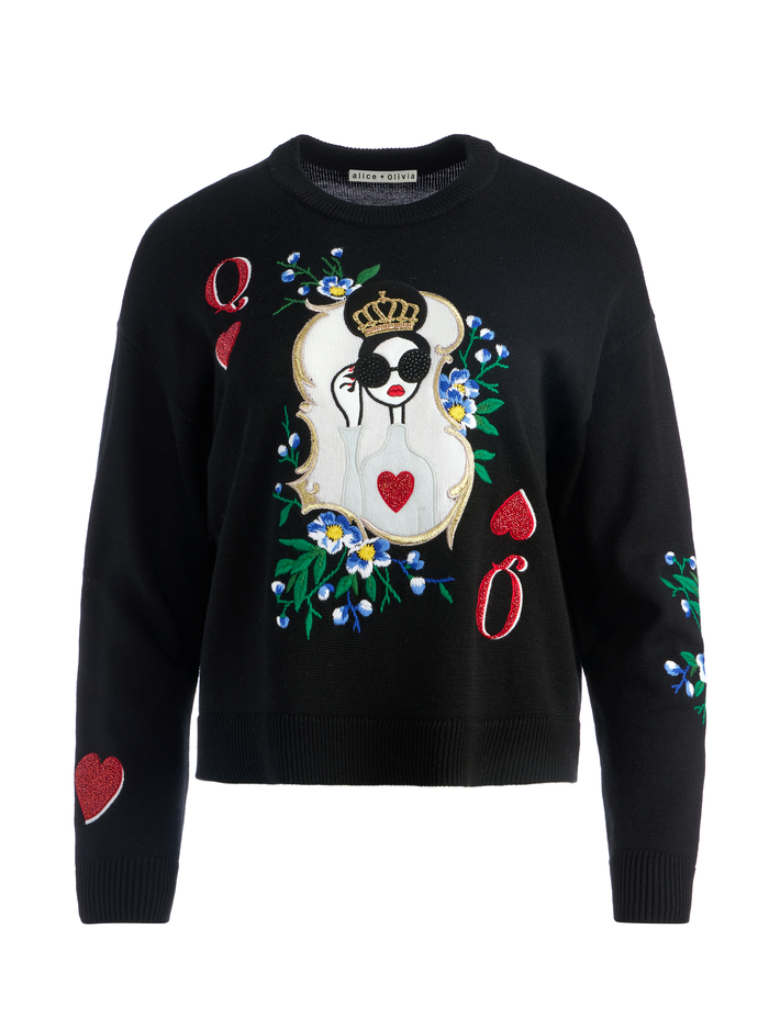 GLEESON EMBELLISHED PULLOVER - BLACK/MULTI image 5 - Alice And Olivia