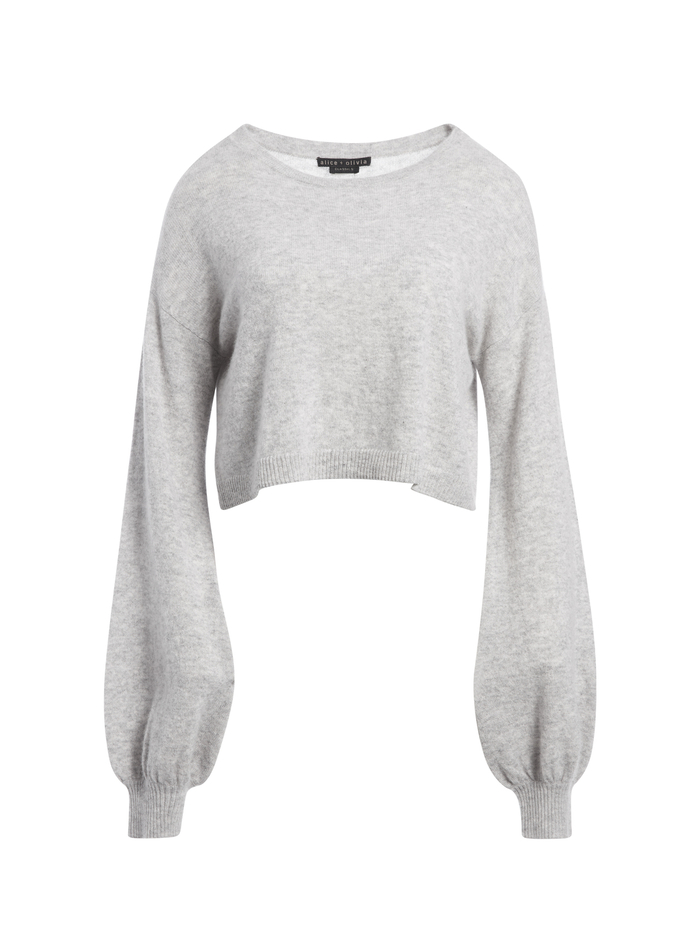 ANSLEY WIDE SLEEVE CROPPED SWEATER - HEATHER GREY image 5 - Alice And Olivia