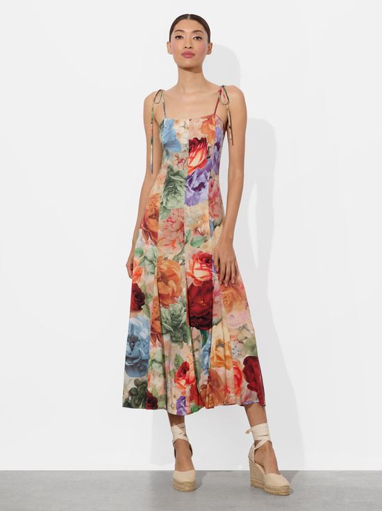 STORM FLORAL LG-JEANETTE PANELED MIDI DRESS
