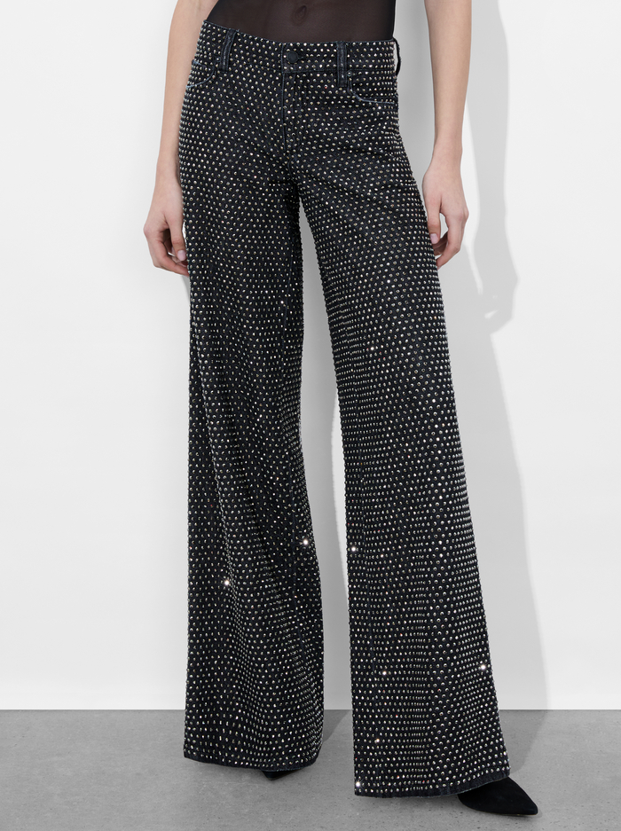 TRISH EMBELLISHED JEAN - MAYA CHARCOAL BLACK/HEMATITE - Alice And Olivia