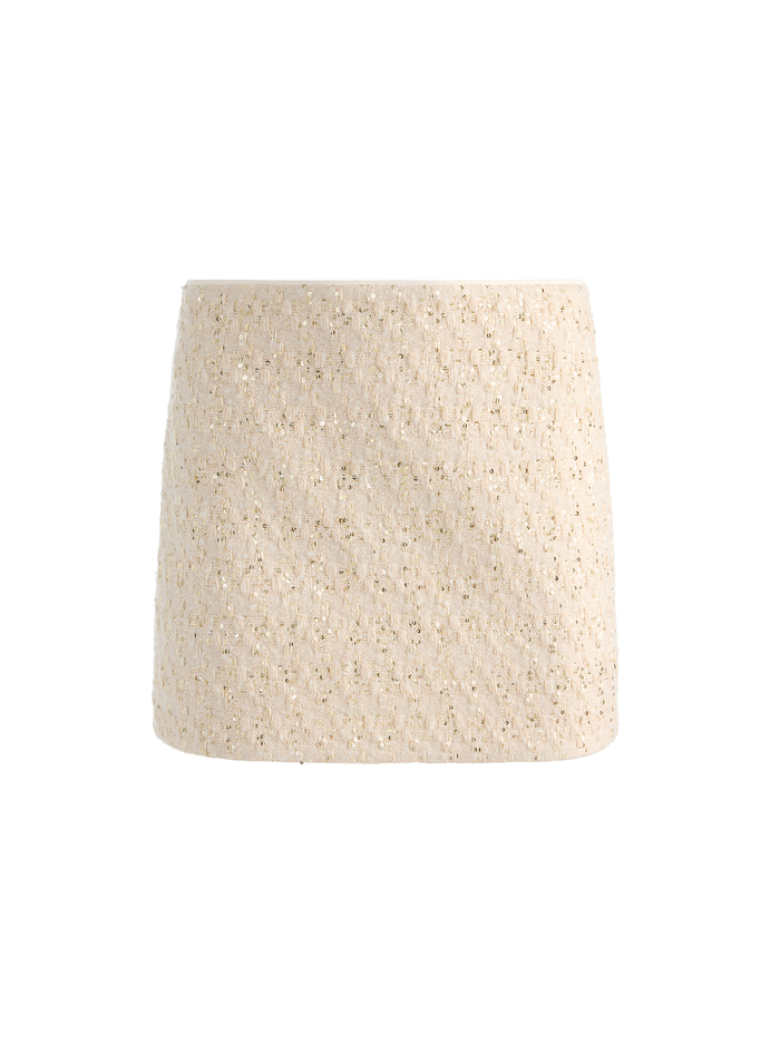 RUBI EMBELLISHED TWEED MINI SKIRT - NATURAL image 5 - Alice And Olivia